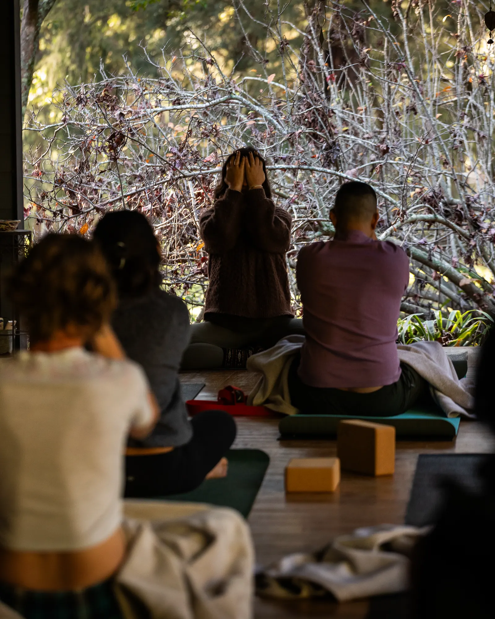 A group meditation on the verandah