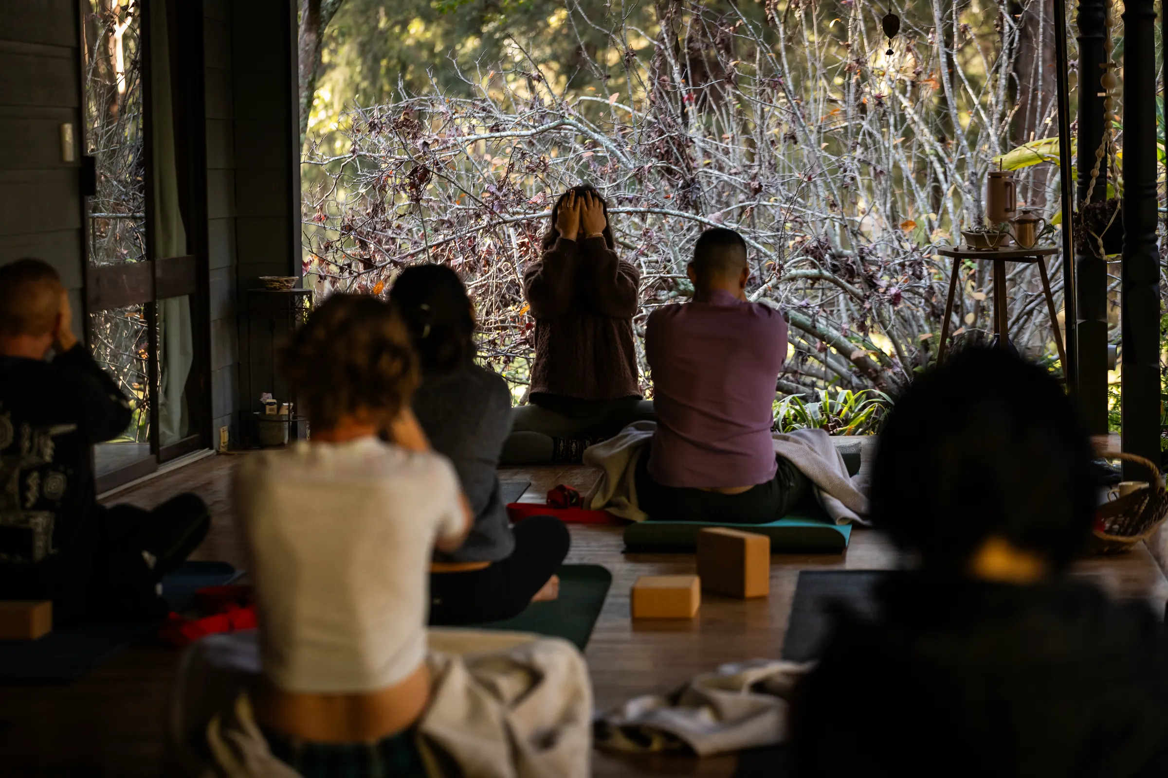 A group meditation on the verandah